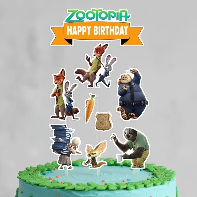 TOPPER CAKE CUSTOM TOPPER ULANG TAHUN TOPPER ULTAH / HIASAN KUE ZOOTOPIA