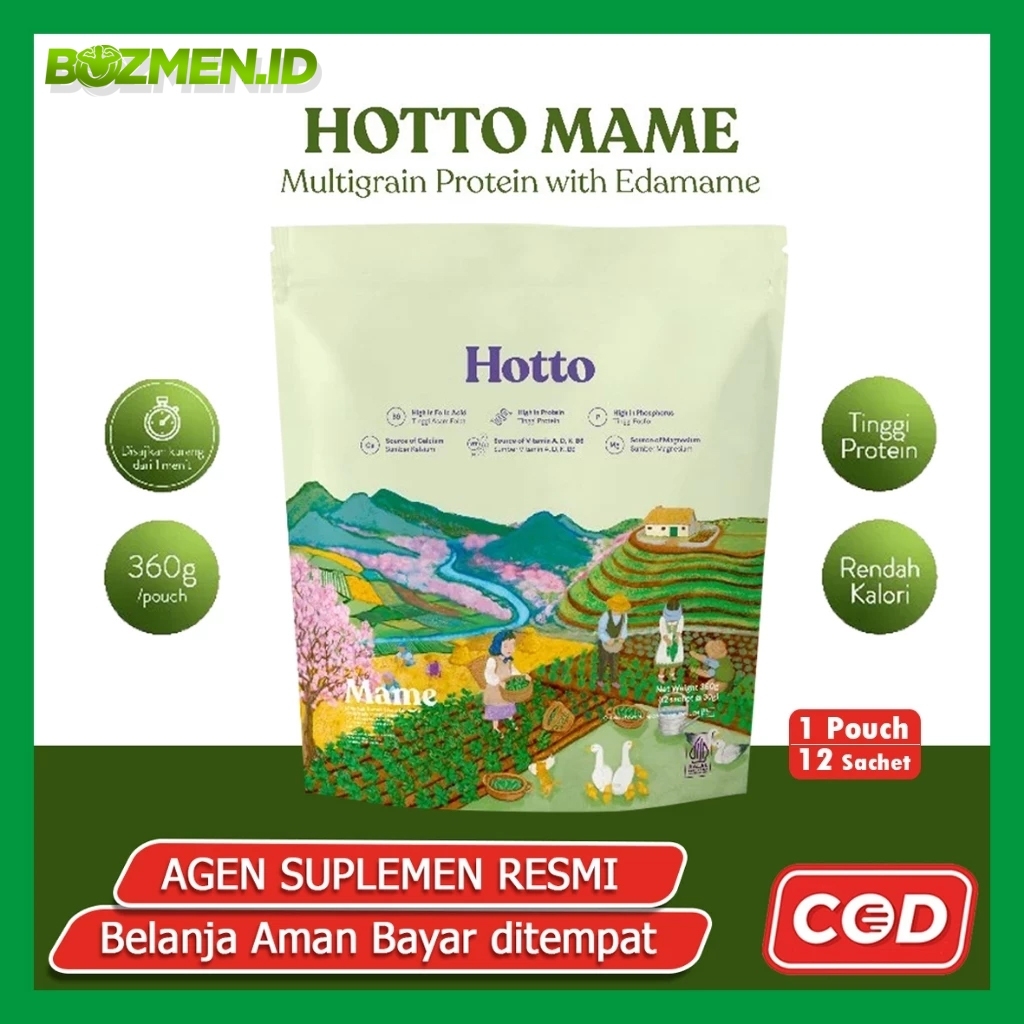 Hotto Mame Malang, Hotto Mame Multigrain Protein Edamame, Hotto Mame Malang 1 Pouch Isi 12 Sachet