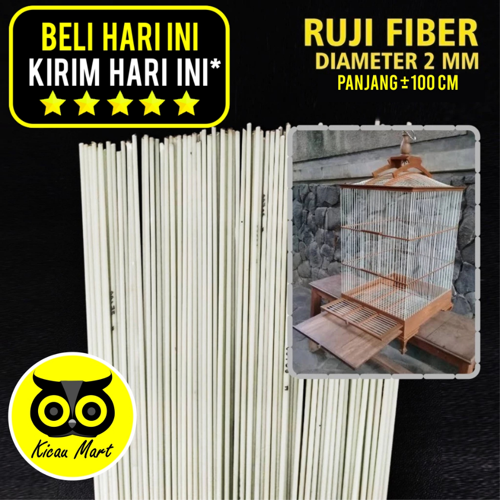 KICAU MART RUJI FIBER JERUJI FIBER PUTIH 2 MM 2MM MILI PANJANG 100CM BATANG STIK JERUJI SANGKAR KAND