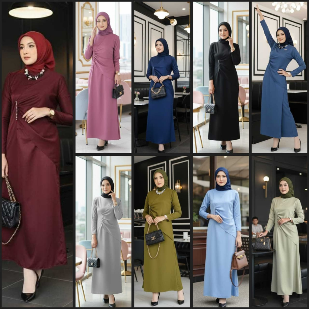 (NEW 2026) DIOLA - Baju Gamis Satin Maxmara Luxury Premium Remaja Wanita Perempuan Ibu Muslim Ukuran