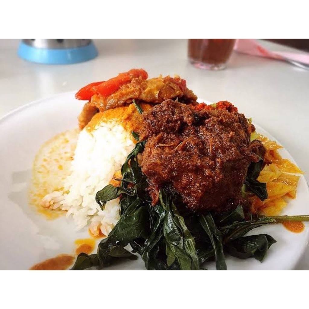 nasi Padang rendang sapi+nasi