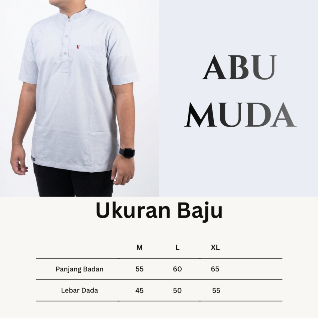 Yammashop | BAJU KOKO PRIA MUSLIM CASUAL  FASHIONABLE LENGAN PENDEK SEMI KURTA POLOS WARNA ABU MUDA