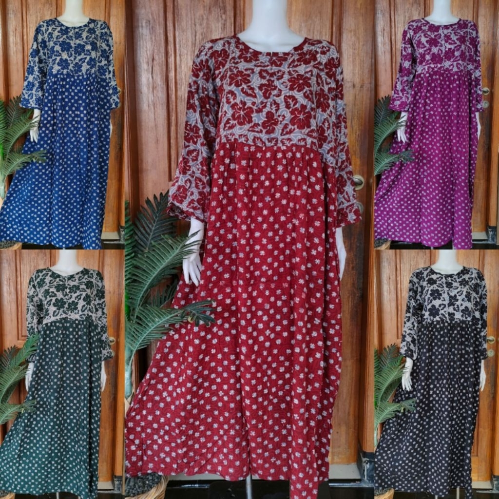DASTER PANJANG JUMBO BATIK QONITA BAHAN ADEM BUSUI LENGAN PANJANG UKURAN XXXL