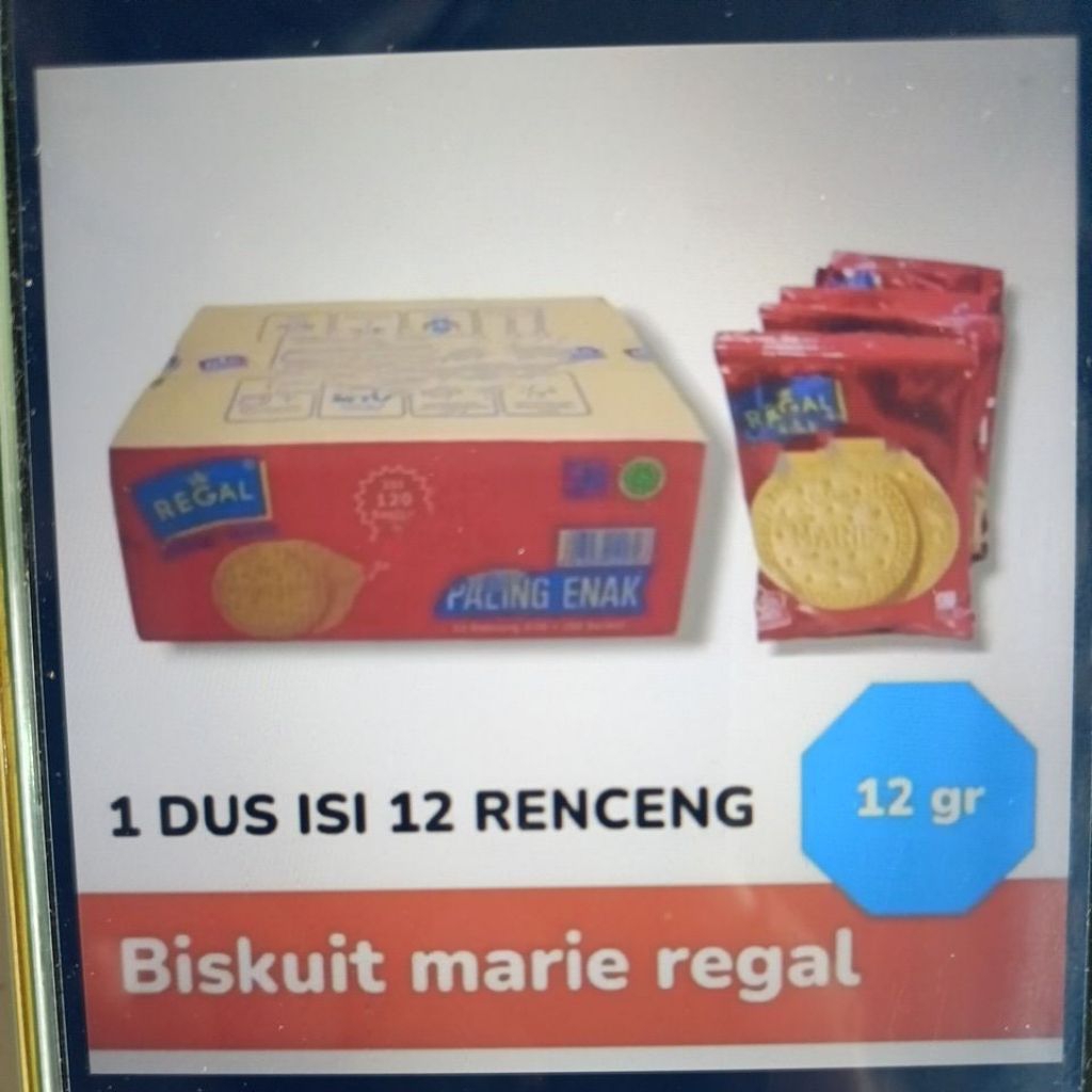 Biskuit Marie regal 1 dus isi 12 renteng