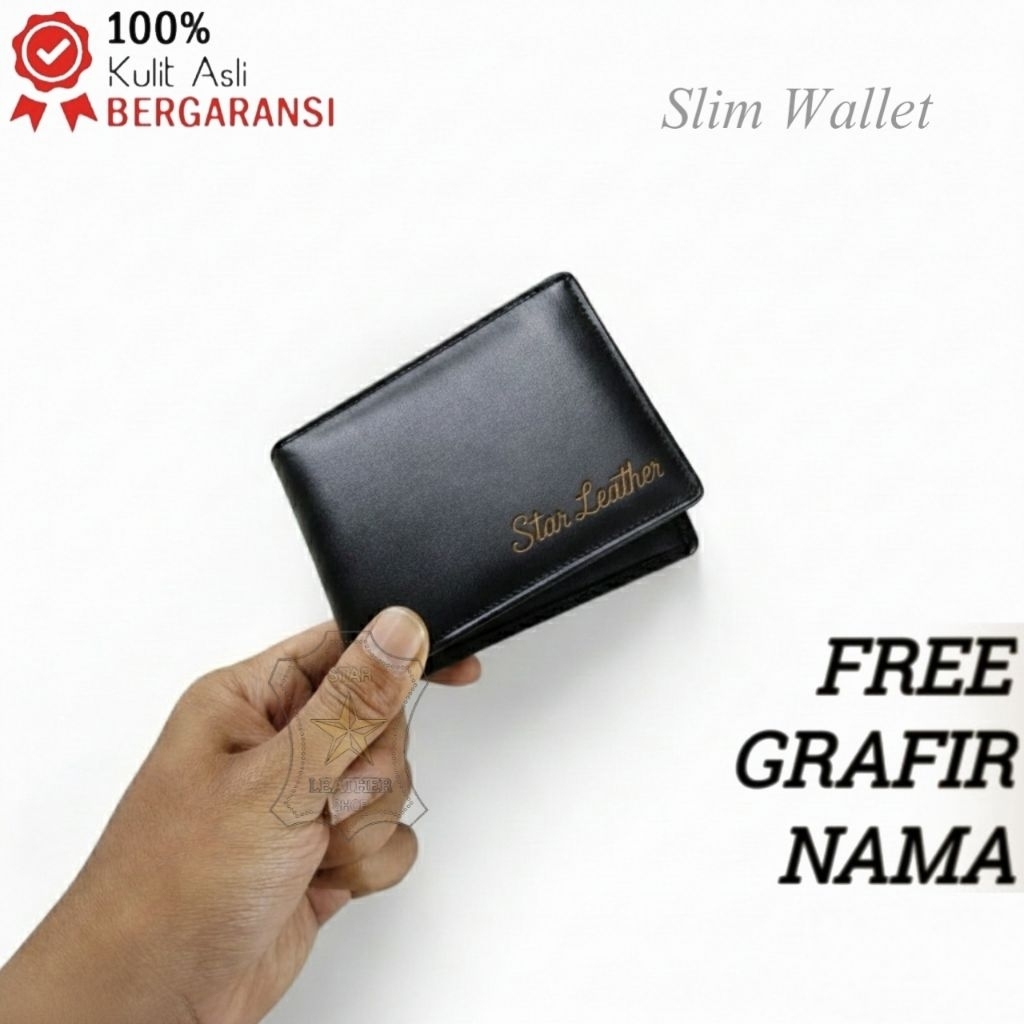 Dompet Kulit Pria Asli Original Mini Kecil Tipis Slim Wallet