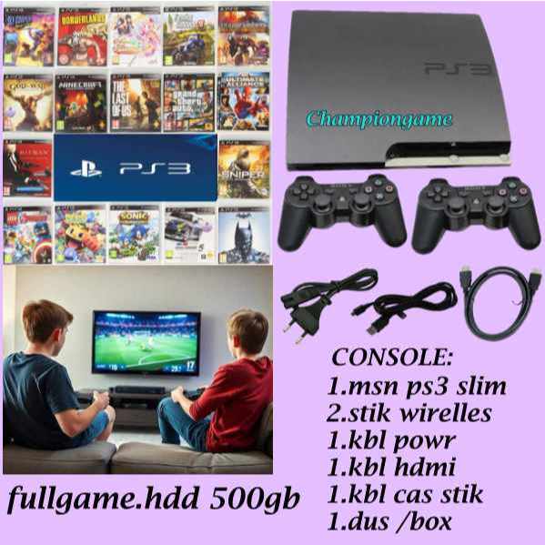 PS3 SLIM HARDISK 500GB FREE GAME BEBAS REQUEST GAME + 2 CONTROLLER WIRELLES, SERI 20XX
