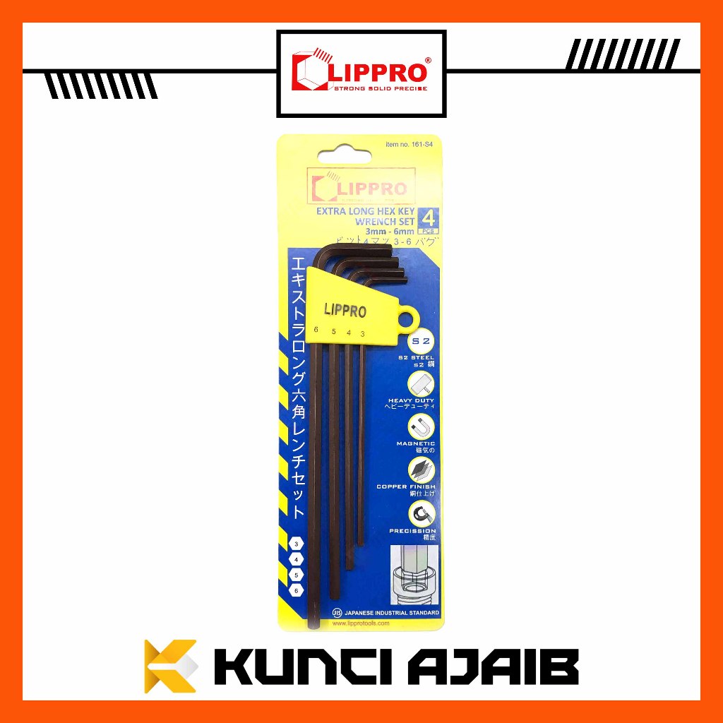 LIPPRO 161-S4 4 PCS Kunci L Set Panjang 3-6 mm Extra Long Hex Key