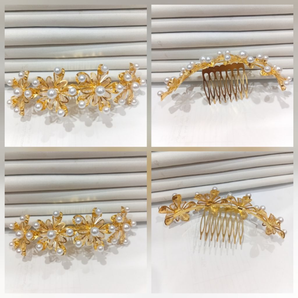cucuk sirkam bunga mutiara gold untuk sanggul / cucuk sirkam / aksesoris sanggul