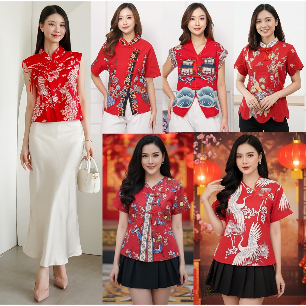 Atasan Blouse Batik Cheongsam Qipao Chinese New Year Mey