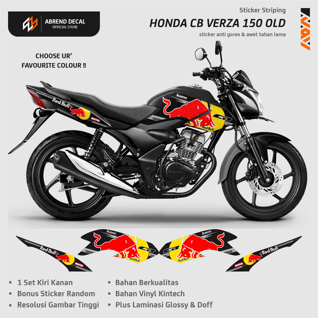 STRIPING CB VERZA 150 OLD RB CUSTOM / STIKER MOTOR VERZA LAMA ANTI GORES / STOCK DECAL