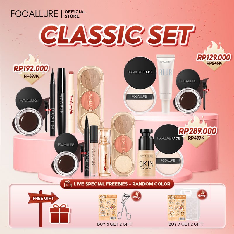 [Hot Bundle]FOCALLURE Makeup Set 3/5/7PCS Bundle Lip tint Eyeshadow Foundation Eyeliner Blush Powder