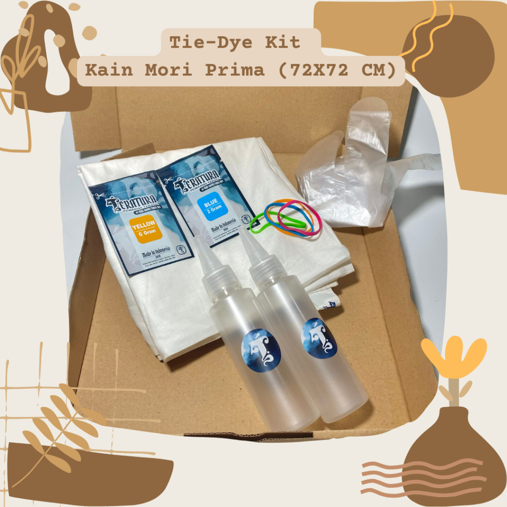 Tie Dye Kit + Kain Mori Prima (72x72 cm) untuk Belajar Batik & Tie Dye