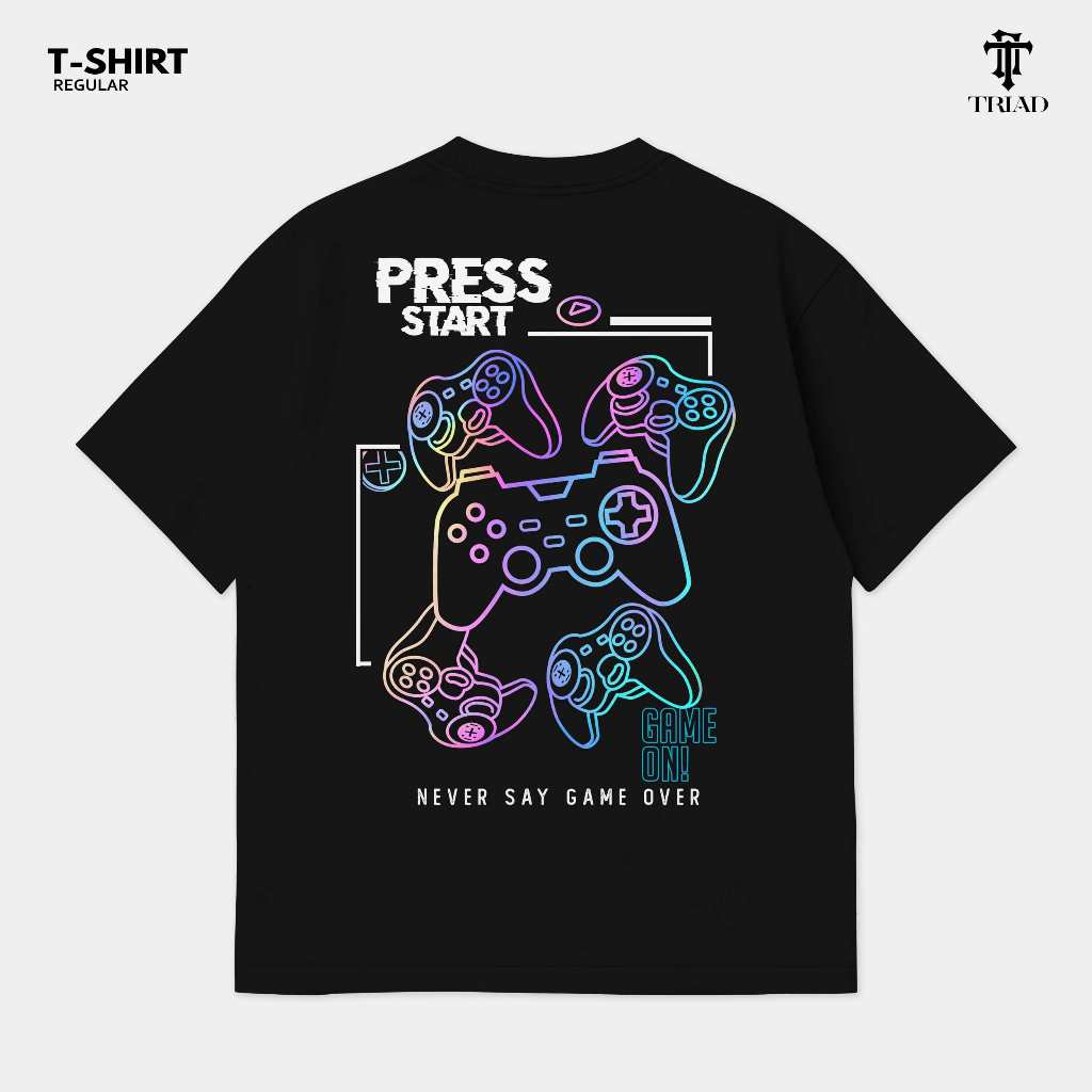 TRIAD T SHIRT Game Over Playstation Press Start - Kaos Baju Gaming PS Cotton Combed 30s A3706