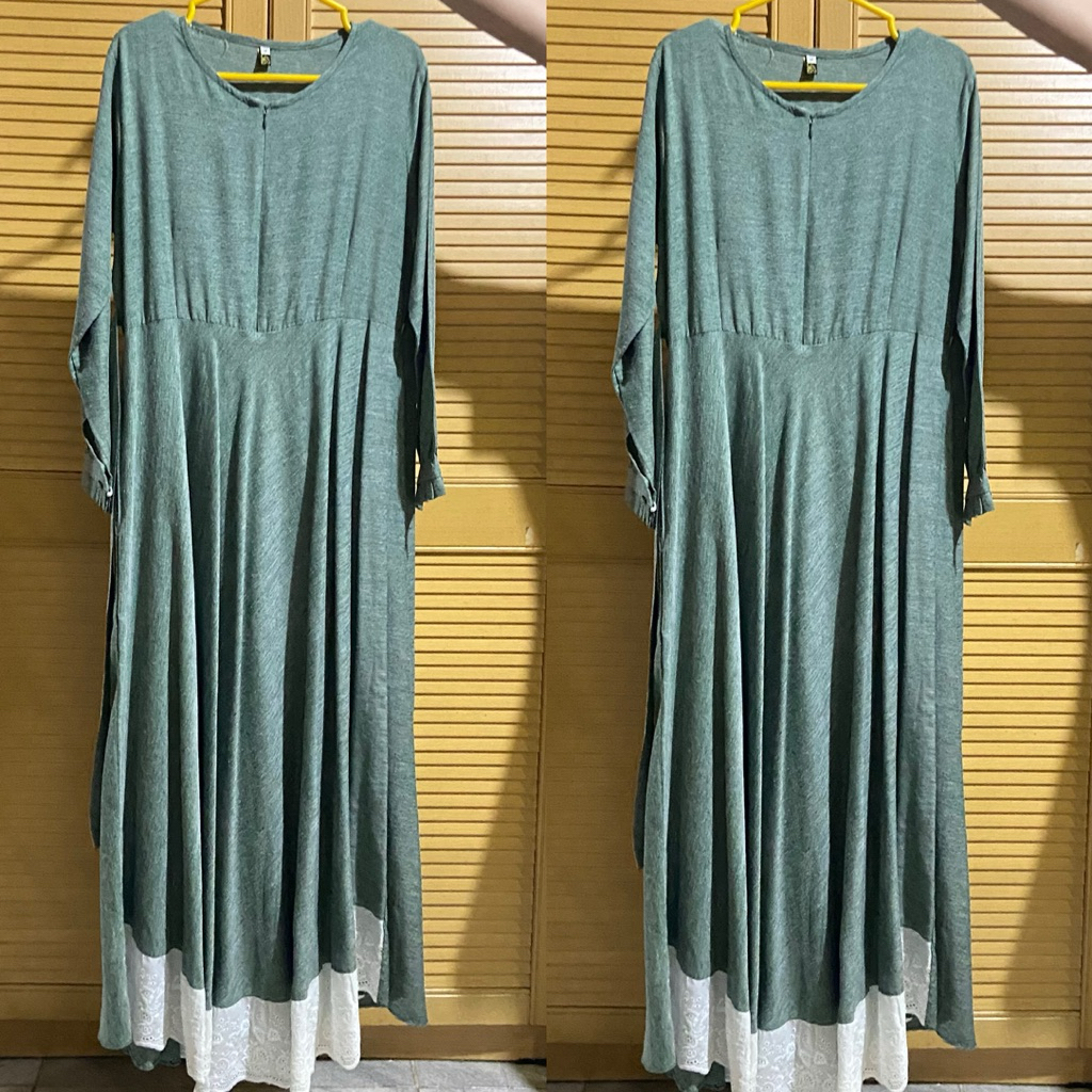 Dress Baju Muslim Gamis Hijau (Preloved)