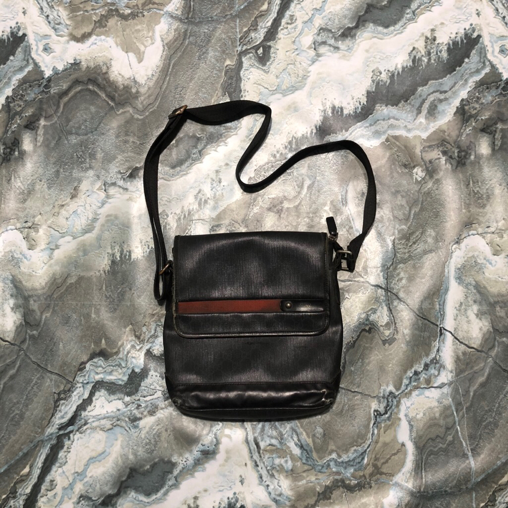 slingbag gucci monogram leather kulit tas selempang