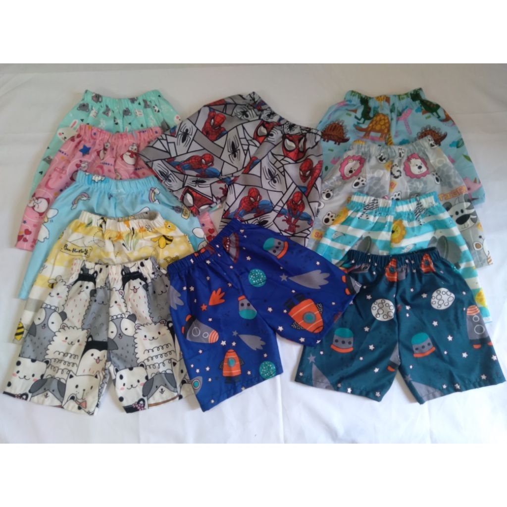 PAKET 2PCS/12PCS celana kolor boxer  anak laki-laki perempuan motif karakter usia 1thn/10tahun