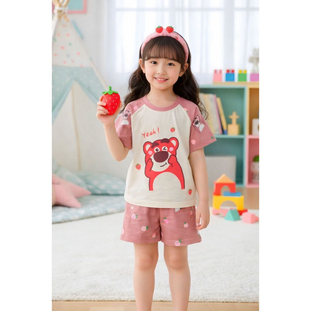 Setelan Baju Kimono Santai Anak Perempuan Moif Lucu Size S M L XL / Kimono Baju Tidur Anak Cewek
