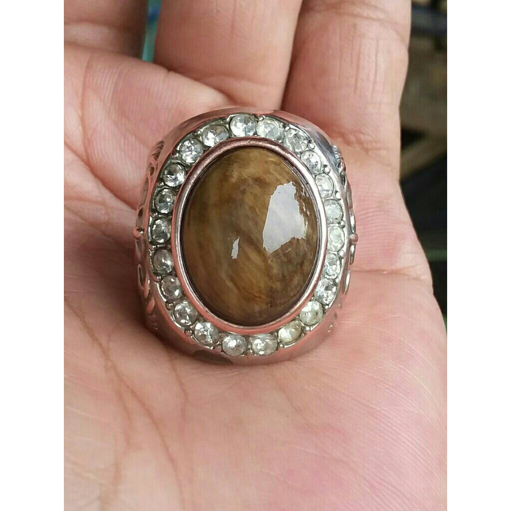 cincin fosil kayu kaboa natural