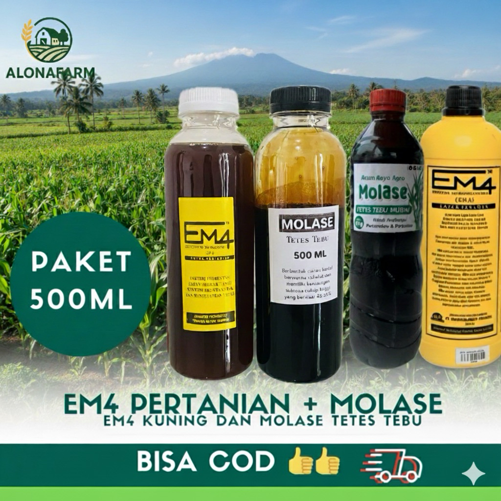 EM4 Pertanian 500ml + Molase Tetes Tebu 500ml. Em4 Kuning + Molase