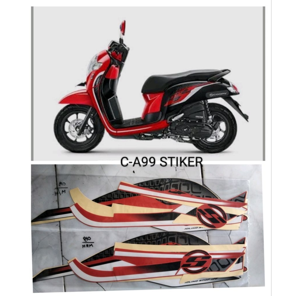 striping original Scoopy 2019 hitam,merah,putih fulset body