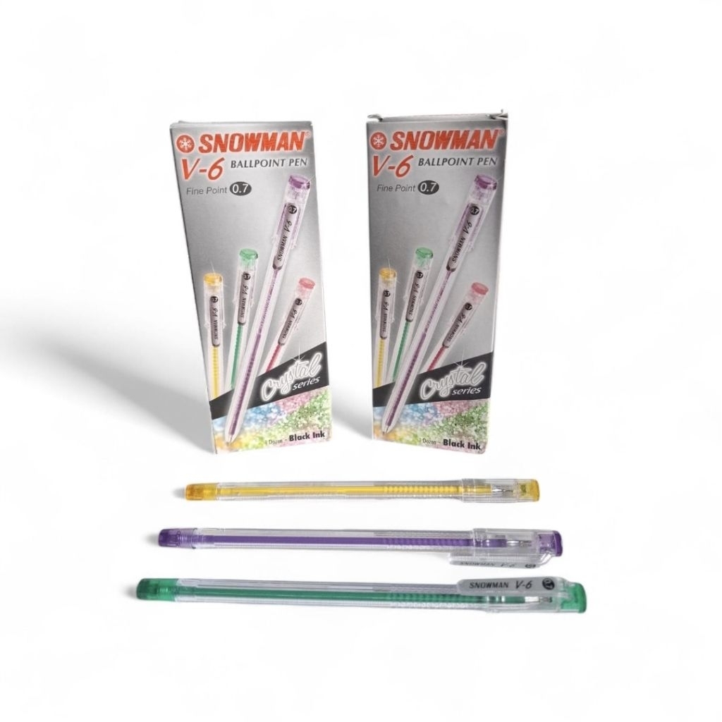 PULPEN SNOWMAN V-6 HITAM BIRU (1KOTAK ISI 12 )