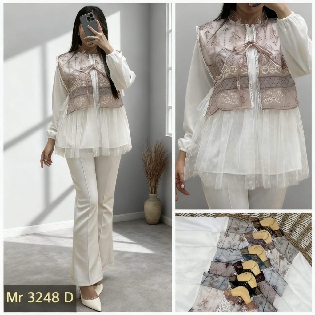 Blouse tile brokat atasan wanita brokat kekinian atasan pesta