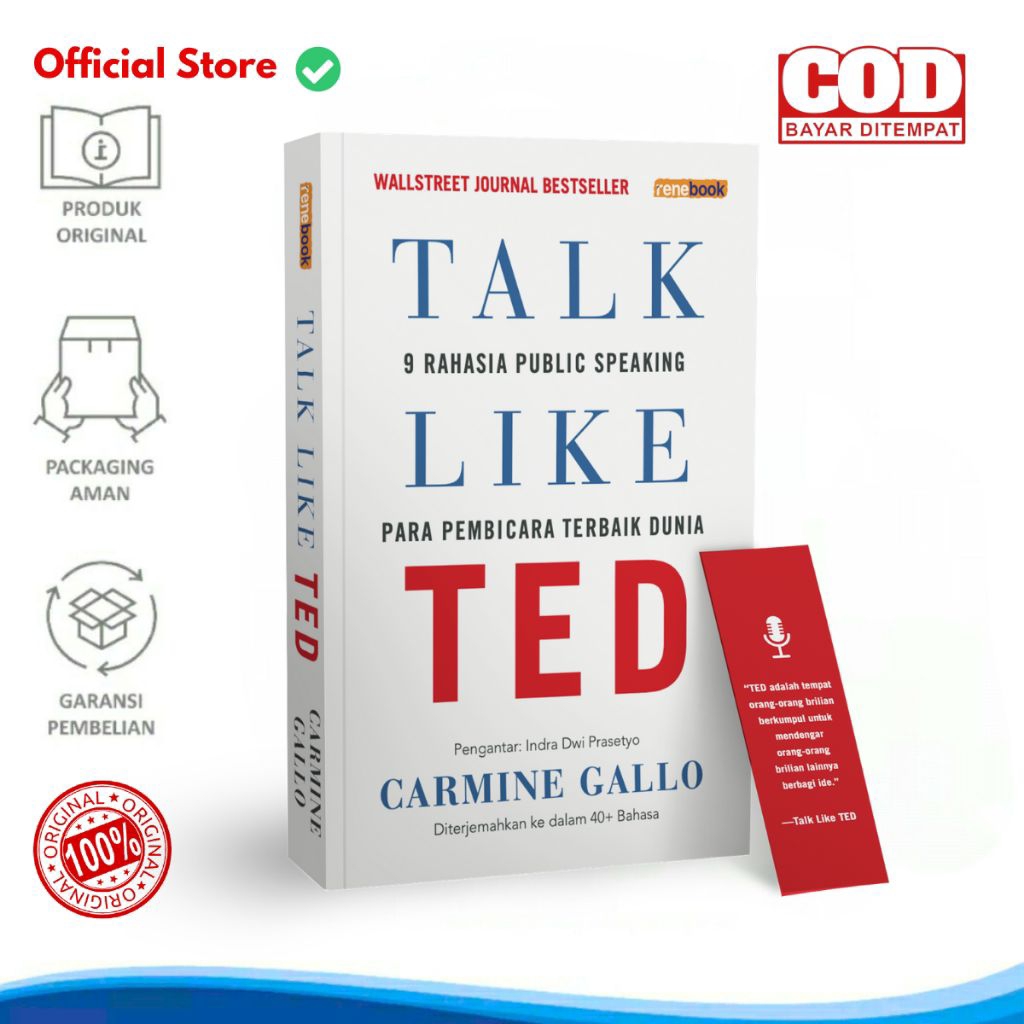 Ori Versi Bahasa Indonesia Buku Talk Like TED 9 Rahasia Public Speaking Para Pembicara Terbaik Dunia
