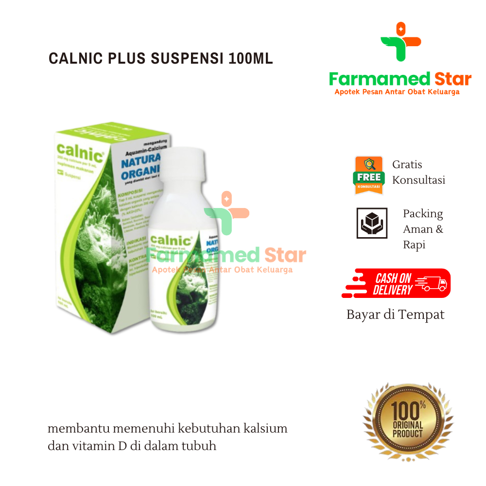 CALNIC PLUS SUSPENSI 100ML - Suplemen Kalsium & Vitamin D untuk Anak, Ibu Hamil, dan Menyusui