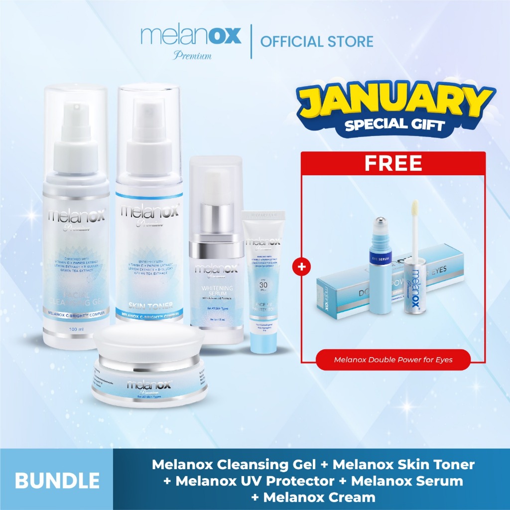 Paket Melanox Premium Serum + Melanox Premium Cream + Melanox Skin Toner + Melanox Facial Cleansing 