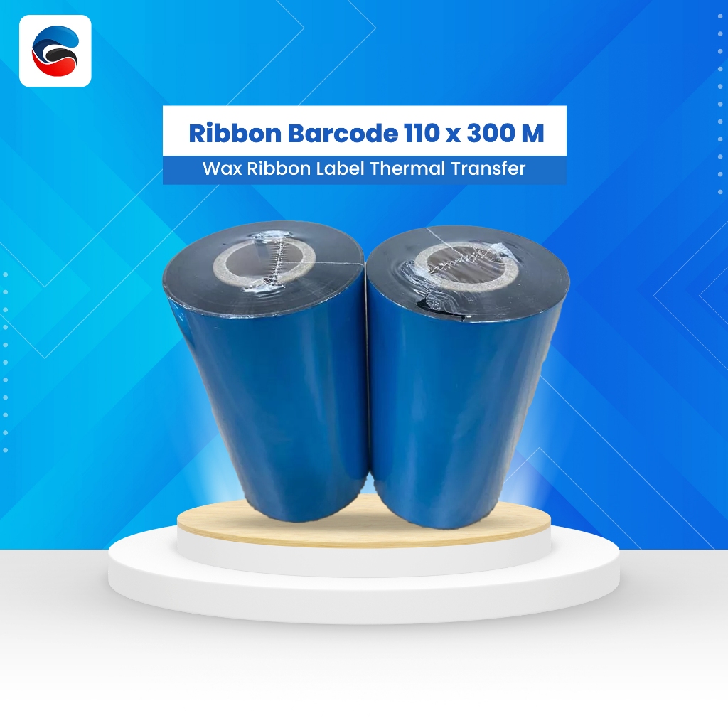 RIBBON Barcode 110 x 300 Meter Wax Ribbon Label Thermal Transfer 110x300