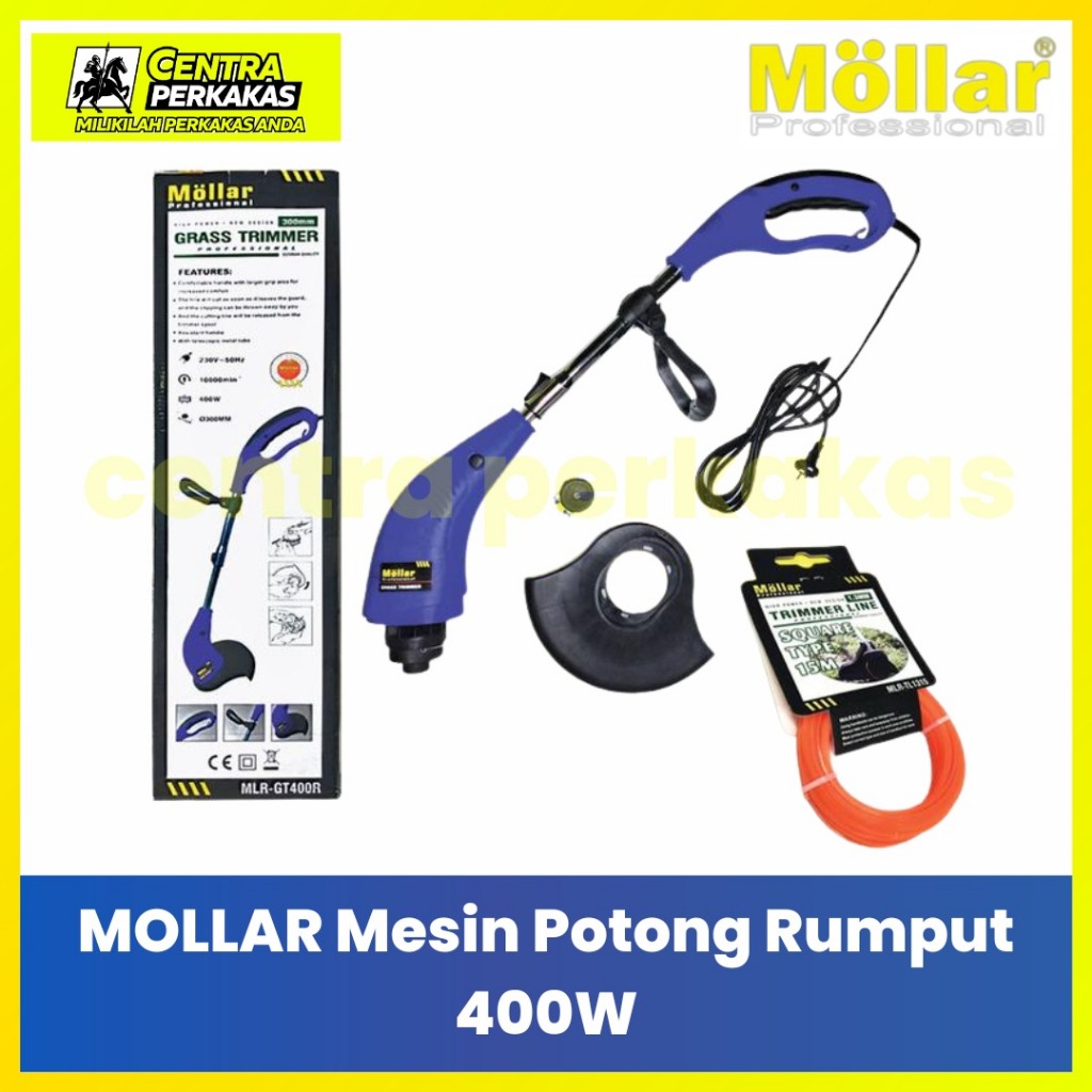 MOLLAR Alat Potong Rumput Listrik 400 Watt - Mesin Pemotong Rumput Taman Praktis