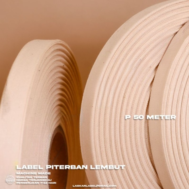 50 METER /POLOSAN BAHAN KATUN/KATUN LABEL/PITERBAN POLOS/PITERBAN IMPORT