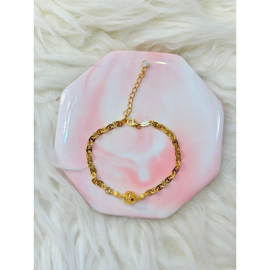 gelang casteli bola kerawang bola pasir cute emas asli kadar 875