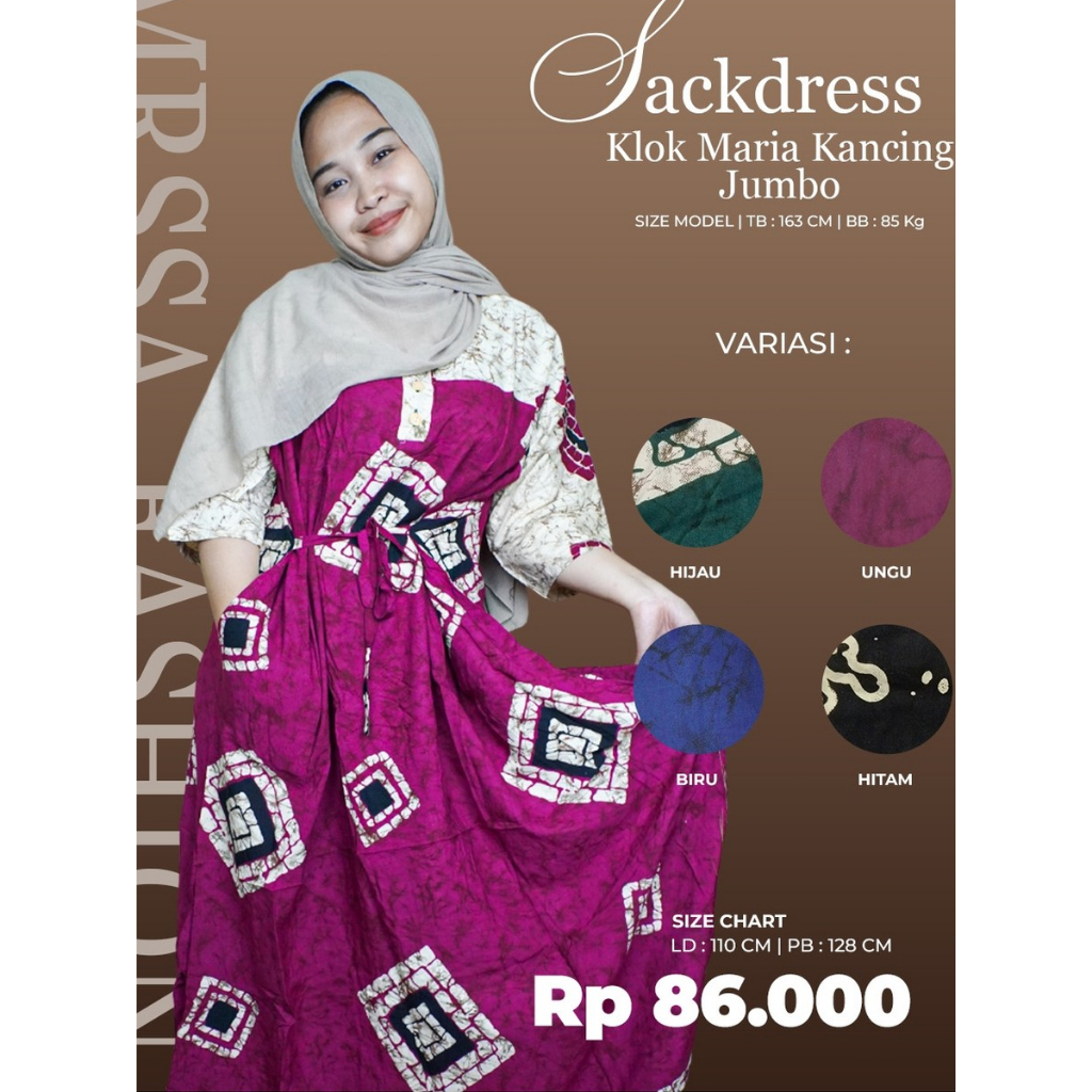 Sackdress Maria Kancing Jumbo - Mrssa.Fashion