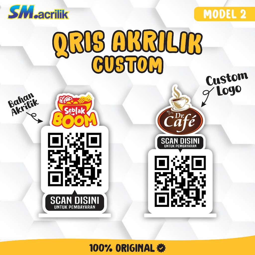 QRIS/Barcode Toko Meja Kasir Akrilik Laser Cutting - QRIS/Barcode Custom Nama Toko - Stand QRIS Akri