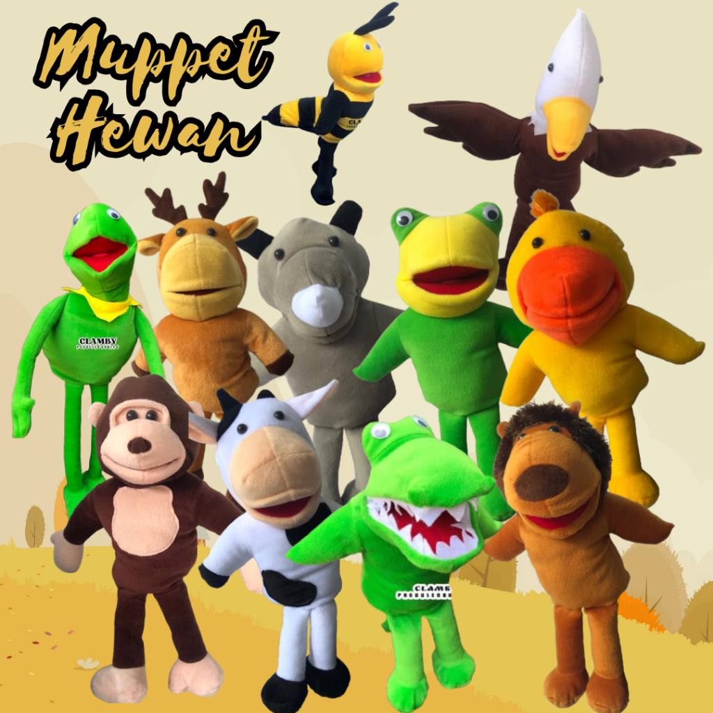 Boneka Muppet Hewan Sapi, Kermit, Rusa Boneka Tangan Jumbo 75cm Ventriloquist Mainan Anak