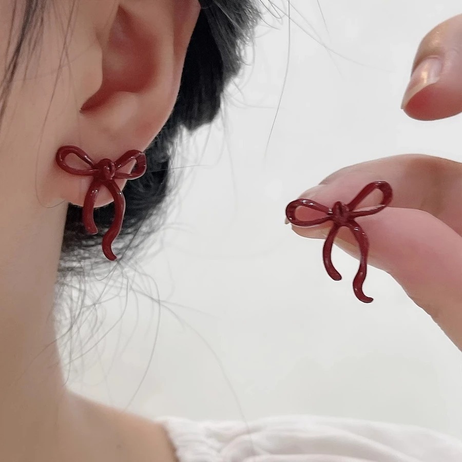 JAKARTA - Terbaru Anting Wanita Anting ribbon merahCute