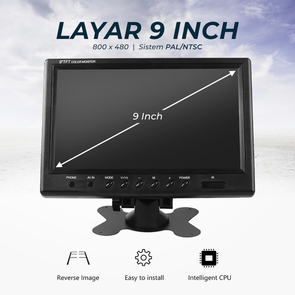 Monitor Parkir Mobil Layar 9 Inch TFT Monitor Parkir Mobil Jernih