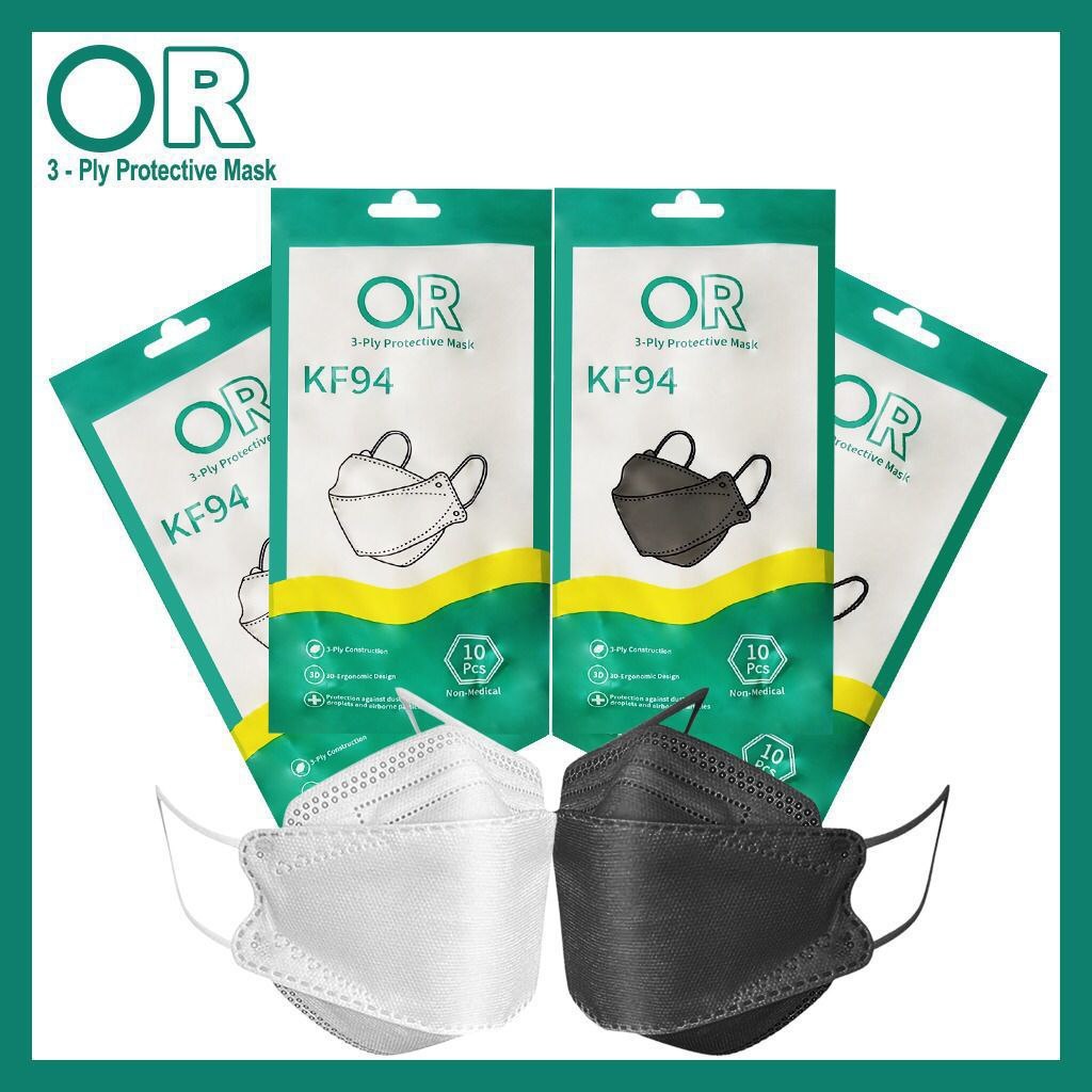 MASKER KF94 4 PLY ISI 10 / MASKER KOREA KF 94 PUTIH / KF 94 HITAM ISI 10 / MIRIP SENSI CONVEX
