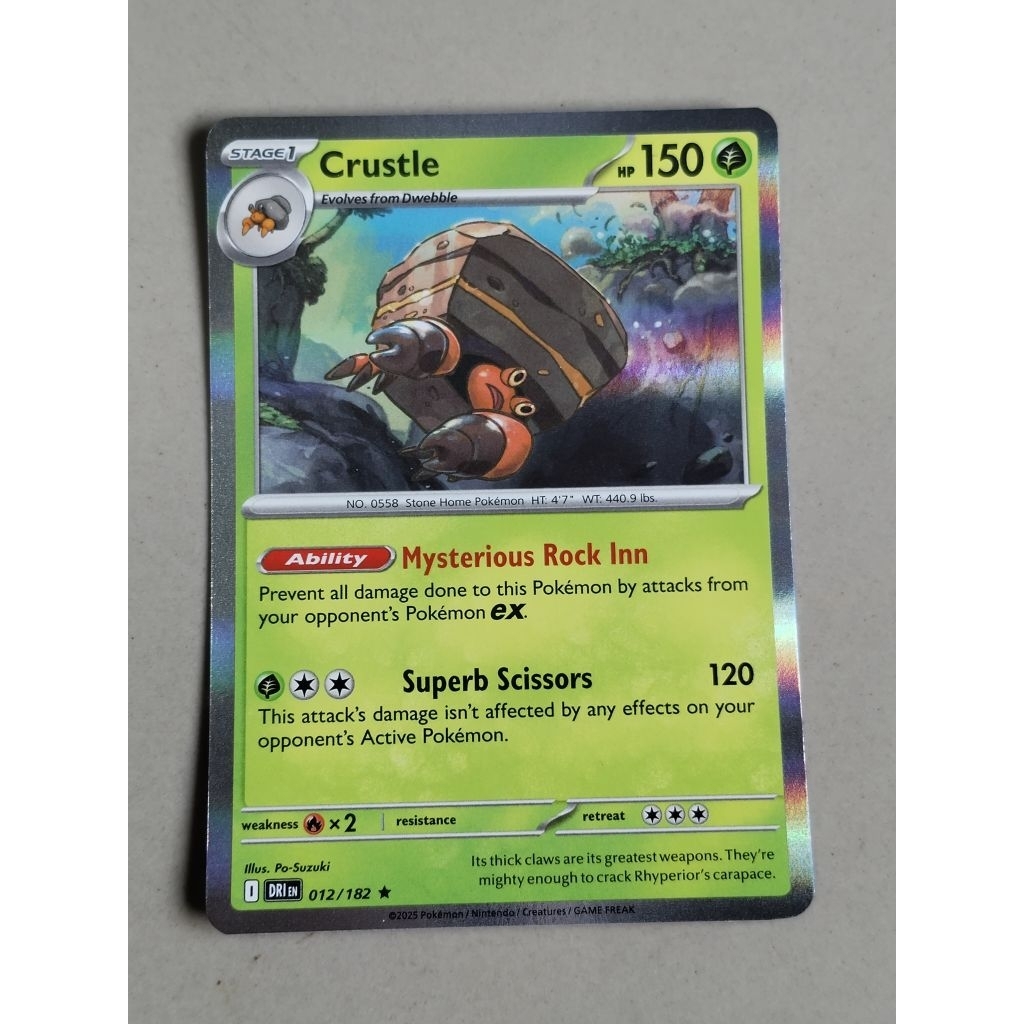 kartu pokemon original holo rare crustle dri 012/182