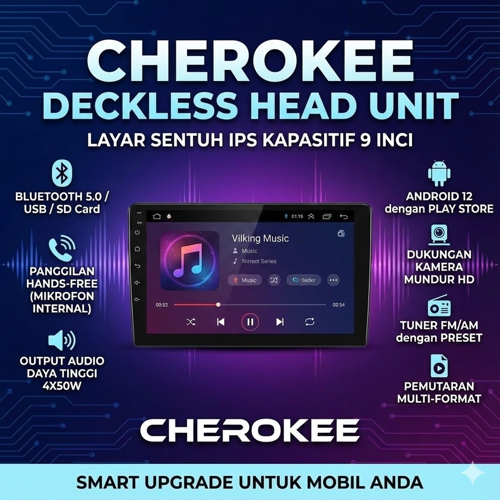 Head Unit Double Din Cherokee 7 Inch Deckless MP5 Player Bluetooth MirrorLink USB - Seri C-628