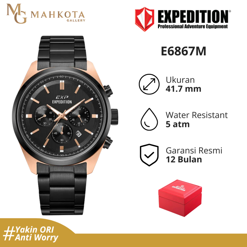 Jam Tangan Pria  S. Expedition E6867M Strap Stainless Steel Original dan Bergaransi Jam Tangan Palem