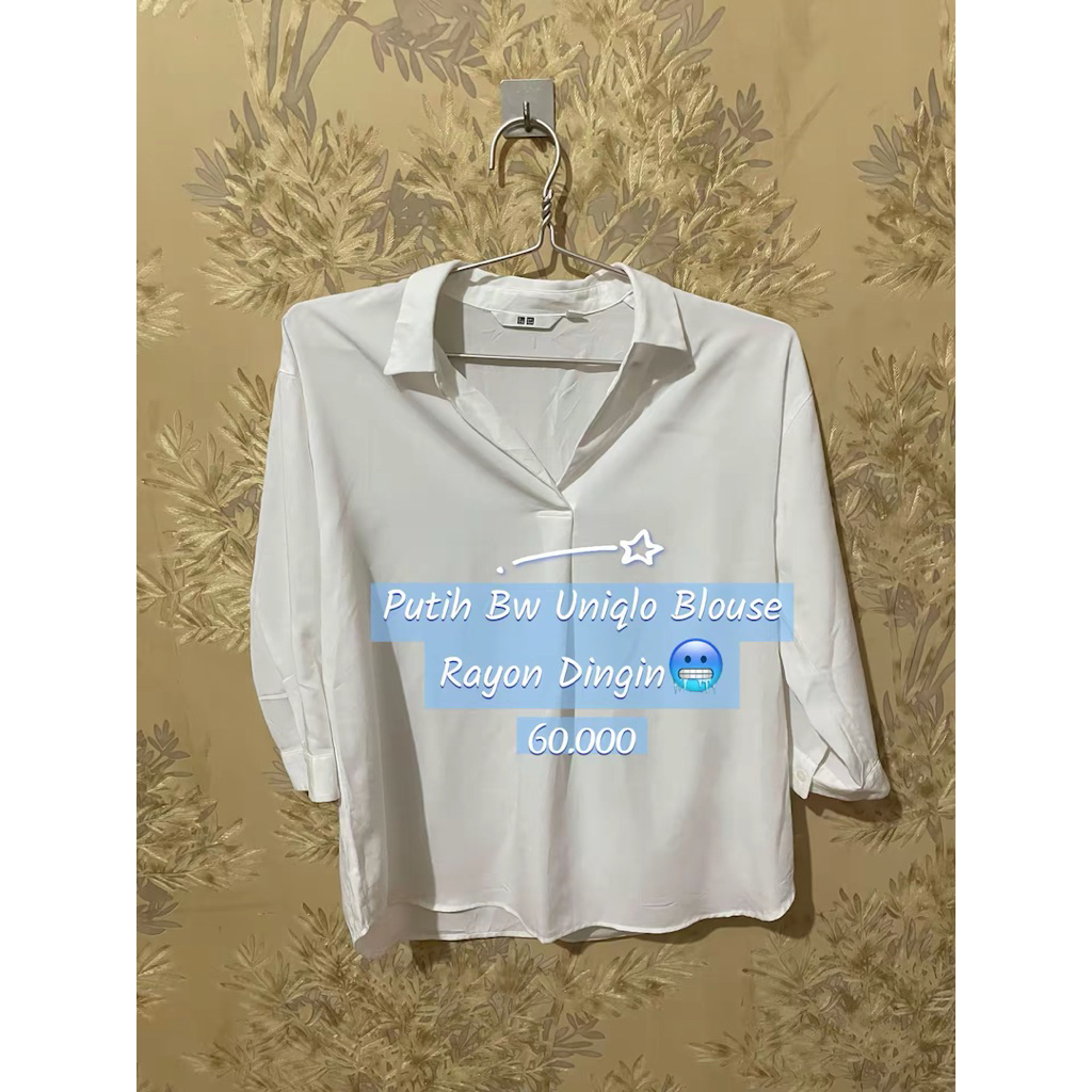 Uniqlo blouse wanita putih Kemeja rayon kemeja uniqlo kemeja wanita kemeja Uniqlo Wanita Kemeja Wani