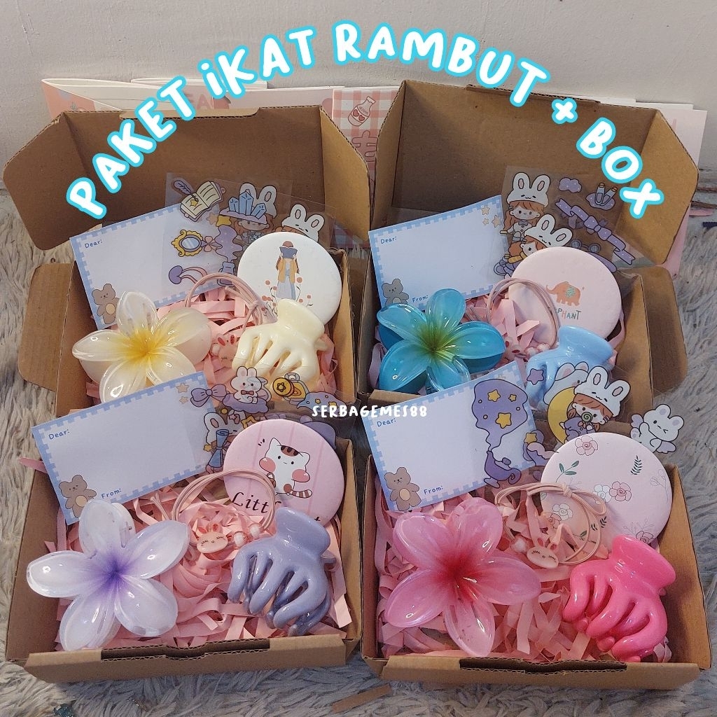 serbagemes88- PAKET AKSESORIS JEDAI BUNGA KAMBOJA KOREA IKAT RAMBUT ANAK LENGKAP / HAMPERS KADO GIFT