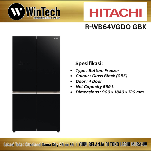 HITACHI RWB64VGD0 / R-WB64VGD0 GBK Kulkas MultiDoor 4 Pintu 569 L