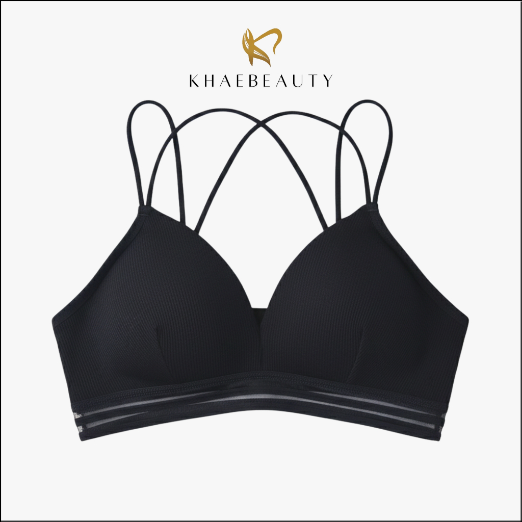 KHAEBEAUTY Bikini Bra Wanita BH Busa Super Ringan Tanpa Kawat Tali Silang BR081