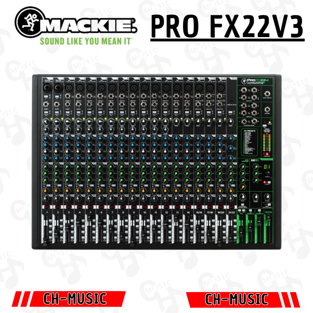 Mackie ProFX22v3 22-Channel Mixer With USB Original PRO FX22V3
