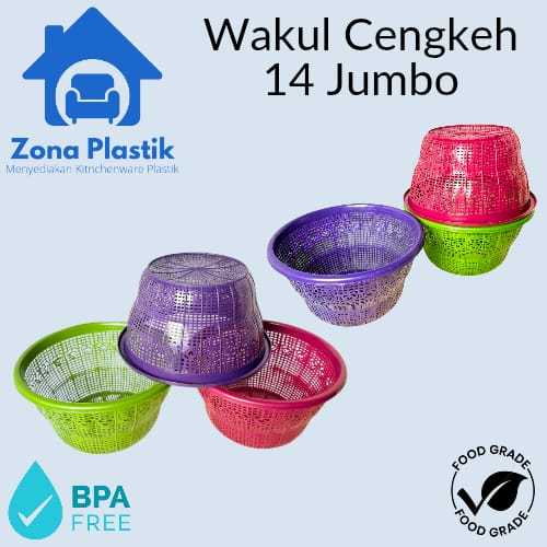 WAKUL CENGKEH 14 JUMBO - BAKUM TEMPAT SAJI NASI - BESEK NASI BAHAN PLASTIK TEBAL MOTIF LOVE