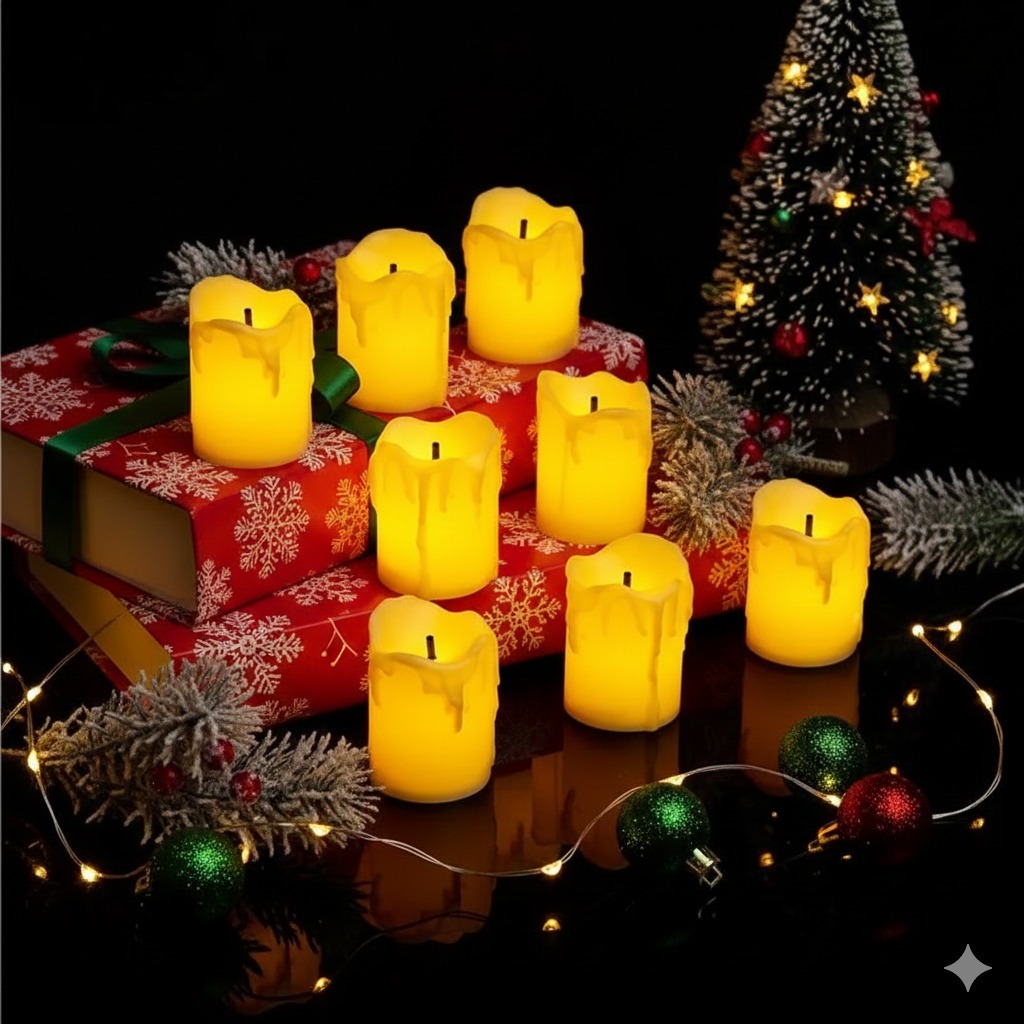 Lilin Batre Leleh Dekorasi Natal - Lampu Lilin Model Sumbu Leleh - Lilin Elektrik Mini LED - Lilin L