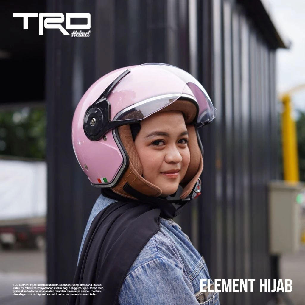 HELM BOGO HIJAB RETRO TRD ELEMENT / HELM HIJAB WANITA SNI / HELM HARIAN WANITA